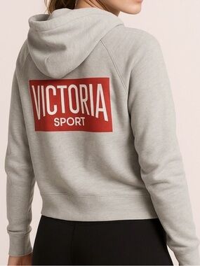 Victoria Sport Light Gray Hoodie with Red Logo
